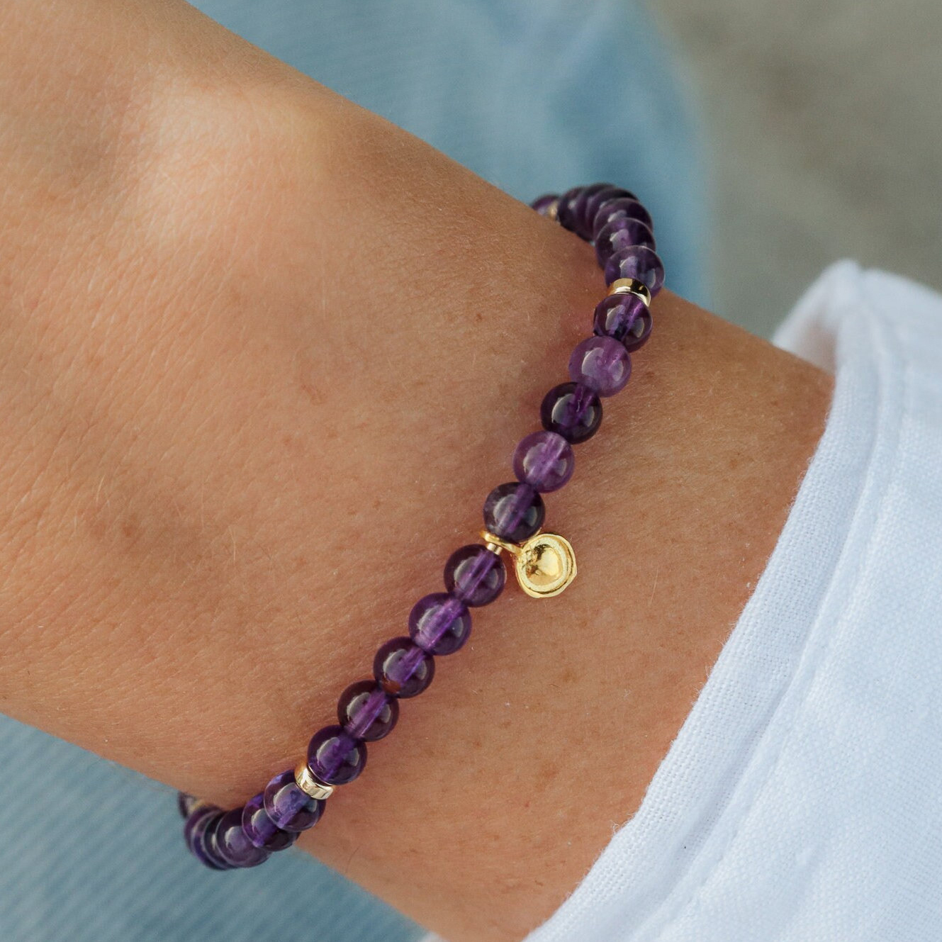 Lupus Awareness Purple Amethyst Beaded Bracelet