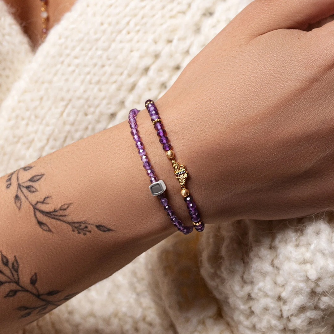 Lupus Awareness Amethyst Butterfly Charm Bracelet