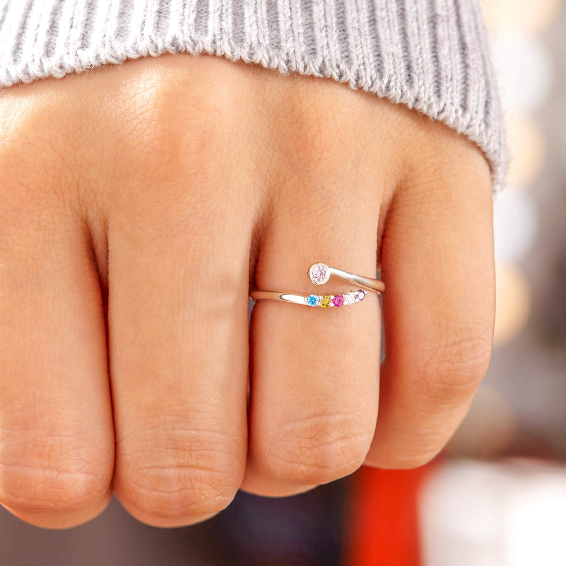 Personalized 2-6 Birthstone You And Your Girl Gang Ring