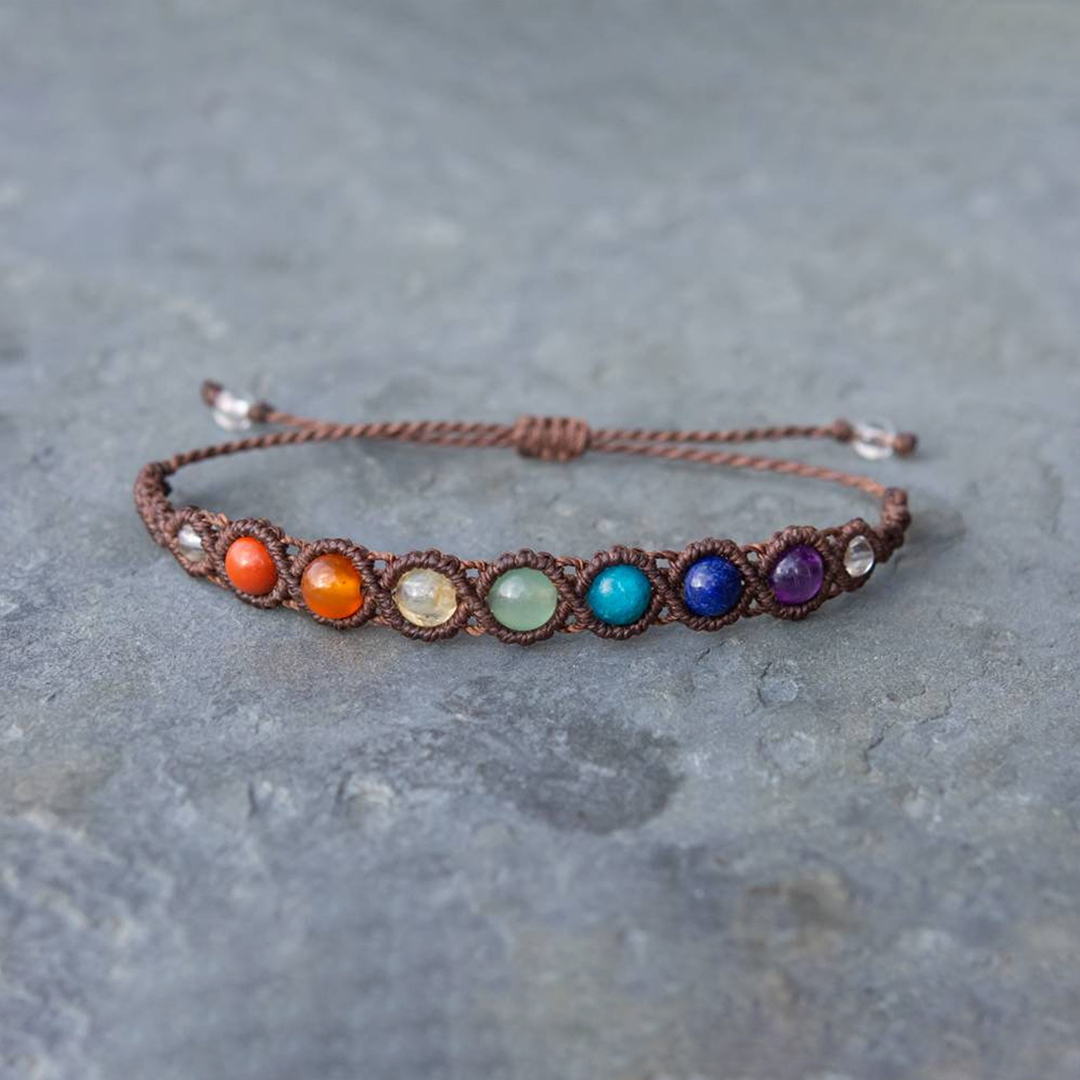 7 Chakra Macrame Bracelet for Balanced Energy & Spiritual Wellness