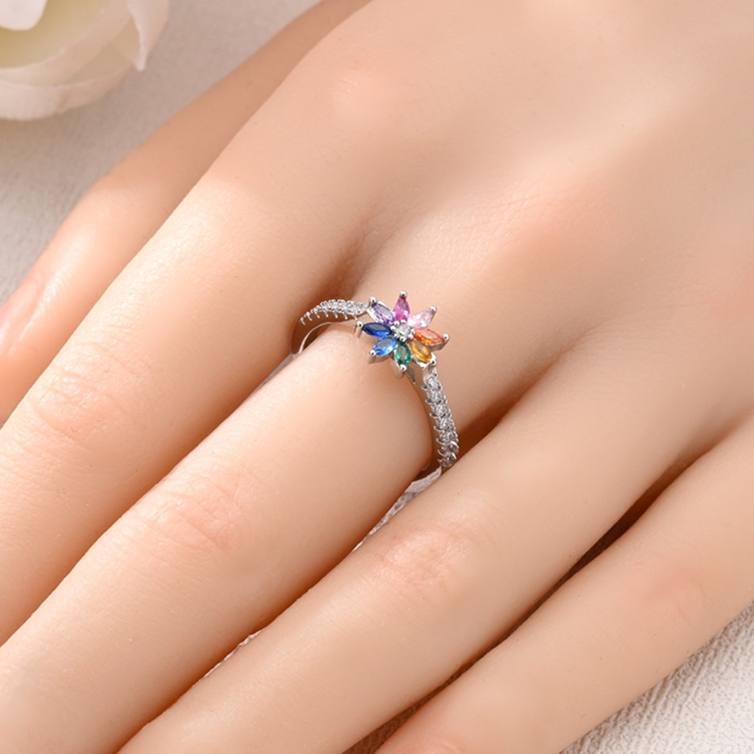 Autism Awareness Gift Rainbow Lotus Ring