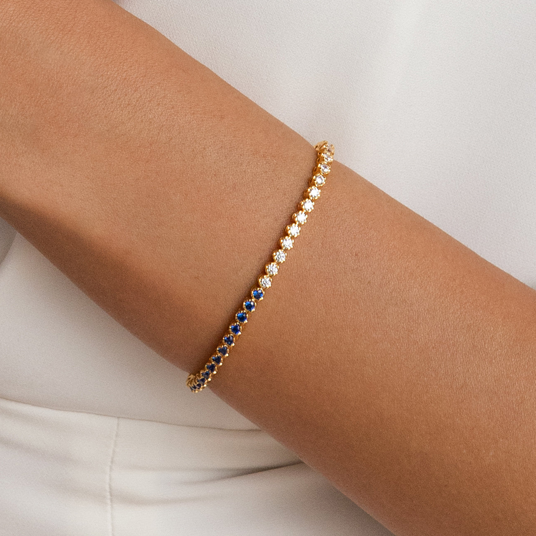 Choosing Peace Blue Diamond Tennis Bracelet