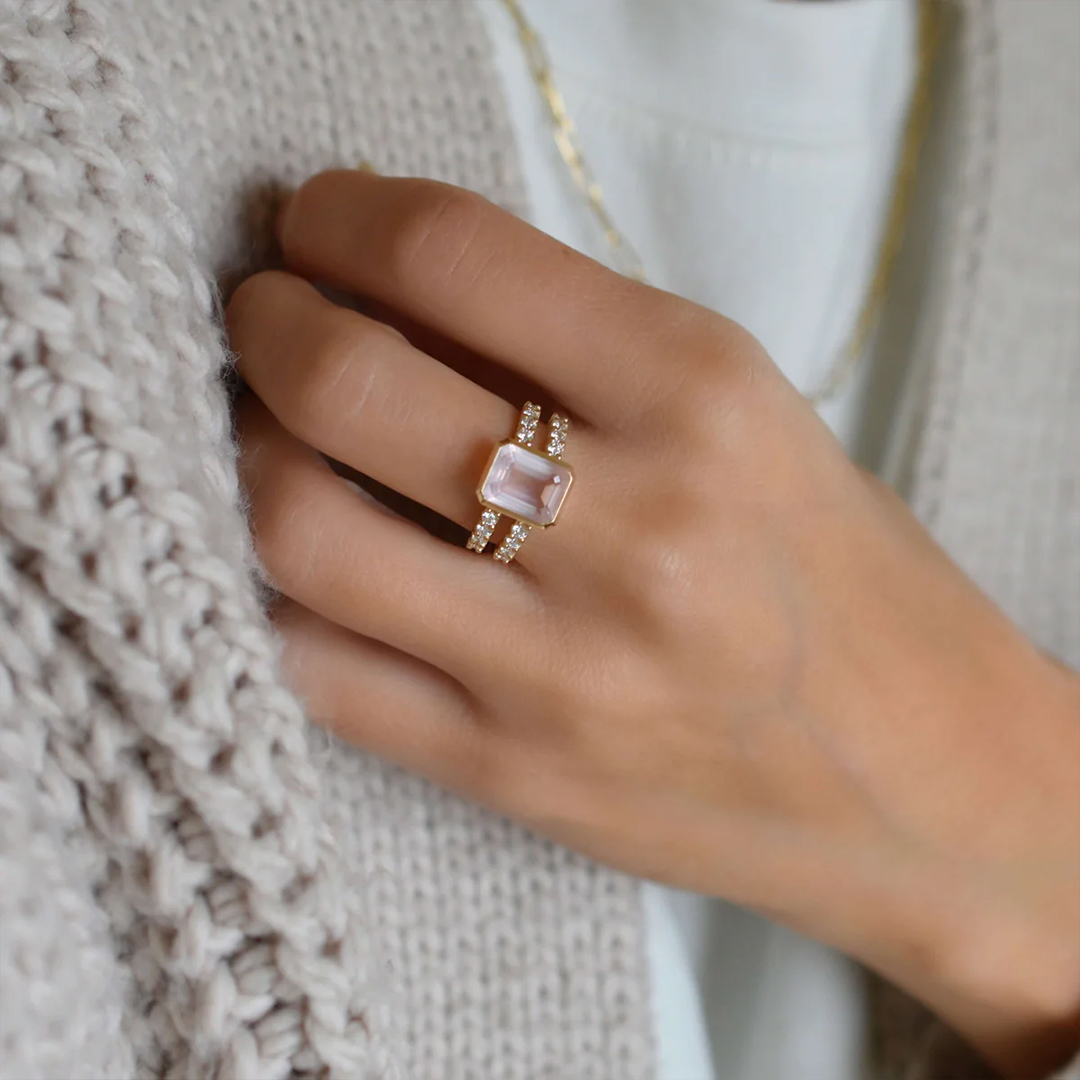 Breast Cancer I Am Enough Rose Quartz Ring