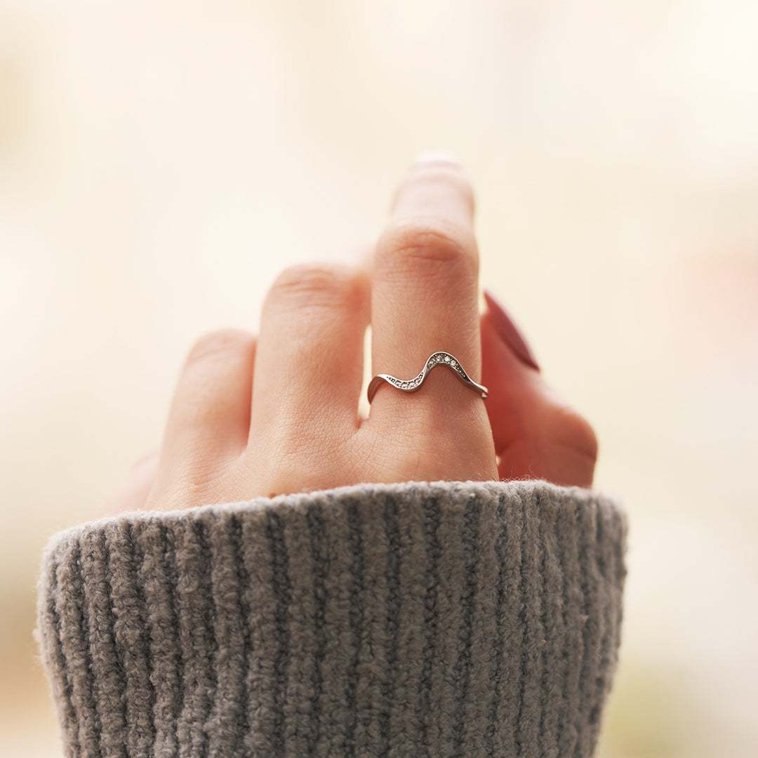 Matching Mother&Daughter Bond Special Sliver Wave Rings