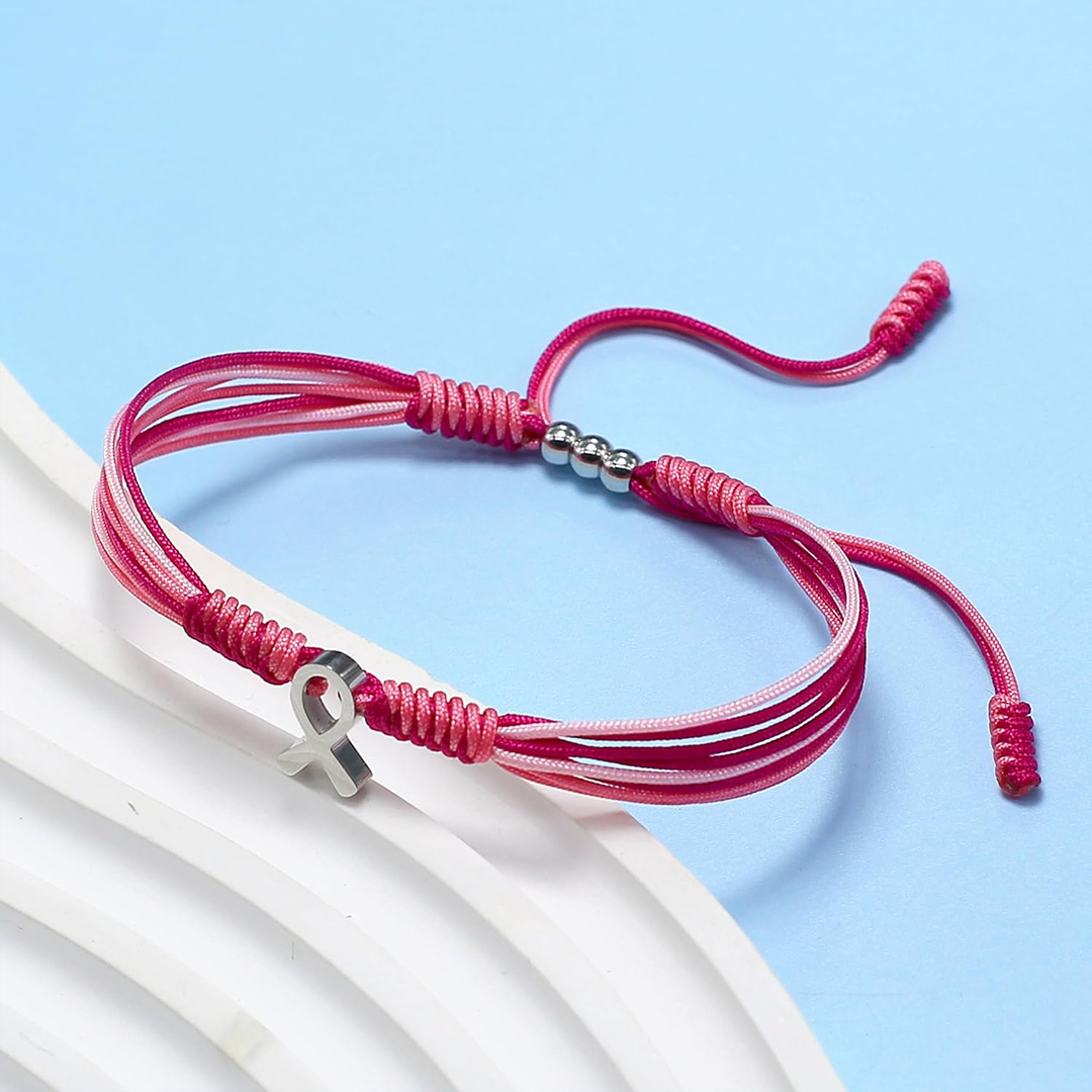 Breast Cancer Pink Rope With Ribbon Bracelet – OliviaHandicrafts