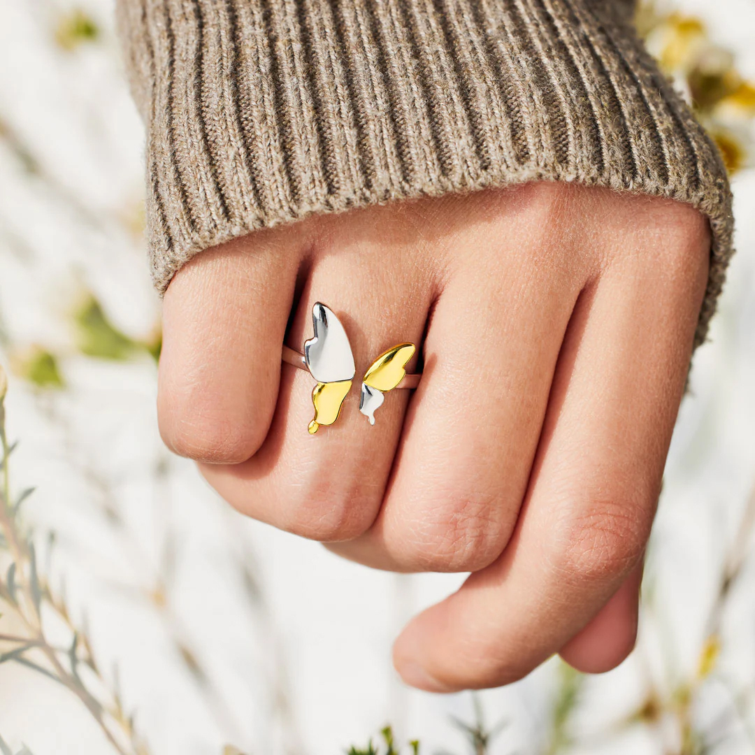 Childhood Cancer Gift Gold Butterfly Ring