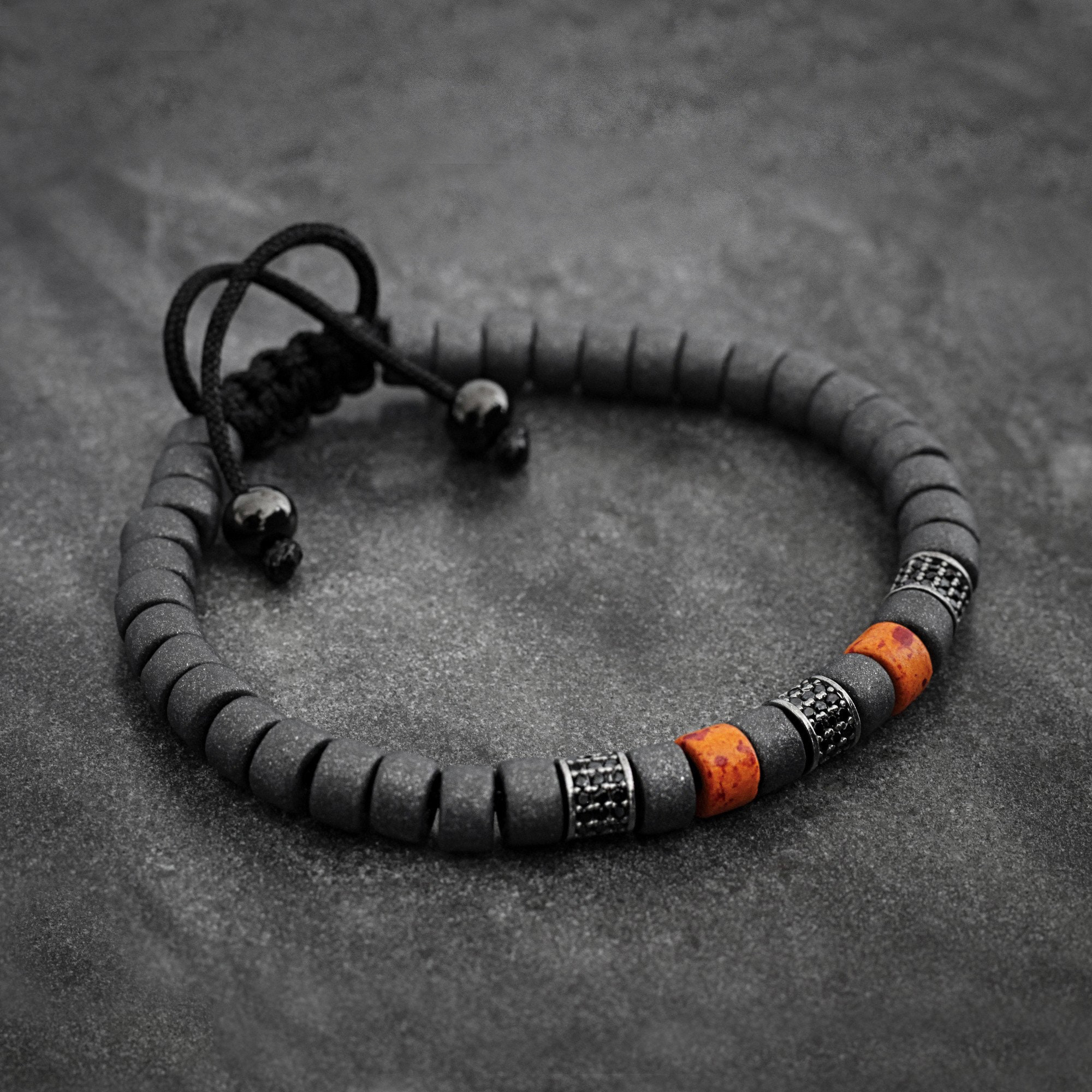 Multiple Sclerosis Warrior Orange Gray Beaded Bracelet