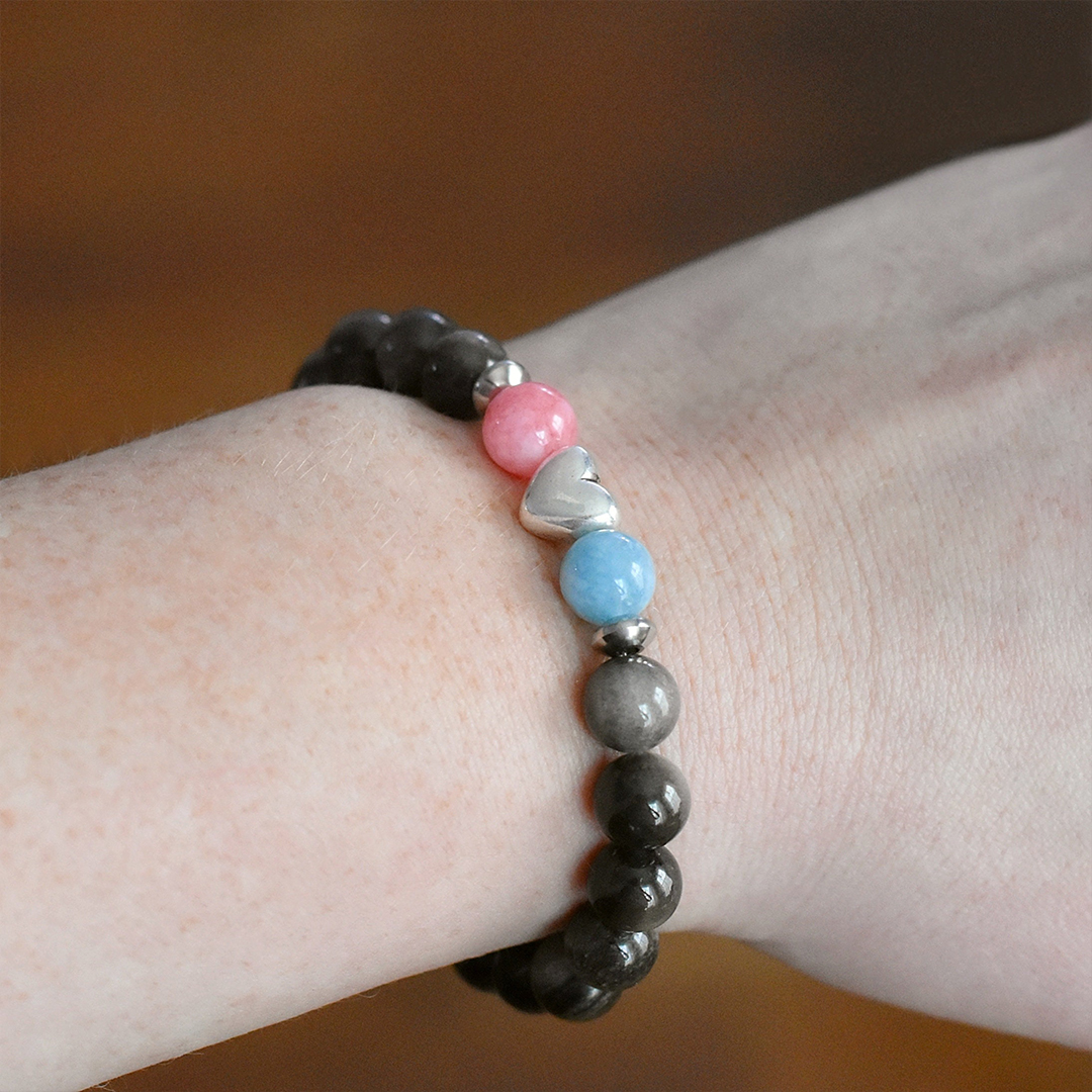 Mama Of An Angel Blue & Pink Stones Bracelet