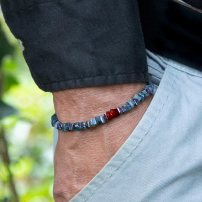 Diabetes Awareness Men Nature Raw Emerald Bracelet