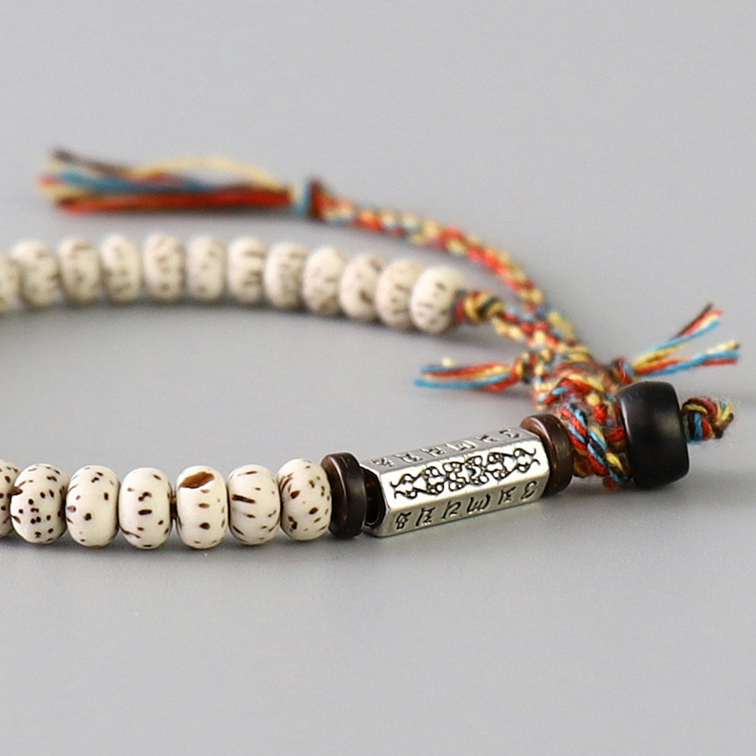 Handmade Tibetan Buddhist Bodhi Beaded Bracelet – Lucky Knot Charm for Spiritual Connection