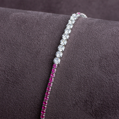 Breast Cancer Awareness Pink Hug White Diamond Bracelet