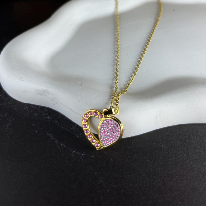 Breast Cancer Awareness Pink Heart Pendant Necklace
