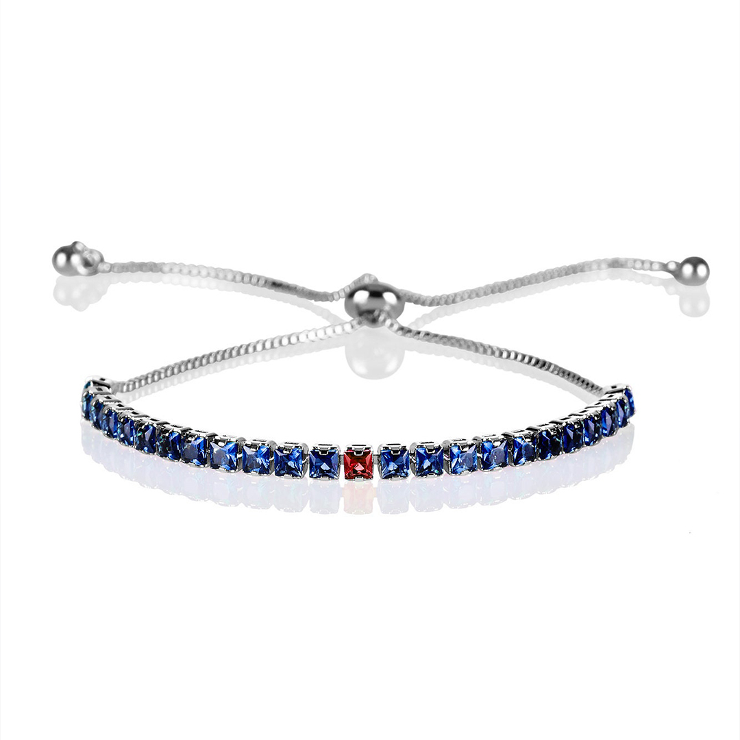 Diabetes Awareness Blue Diamond Silver Bracelet