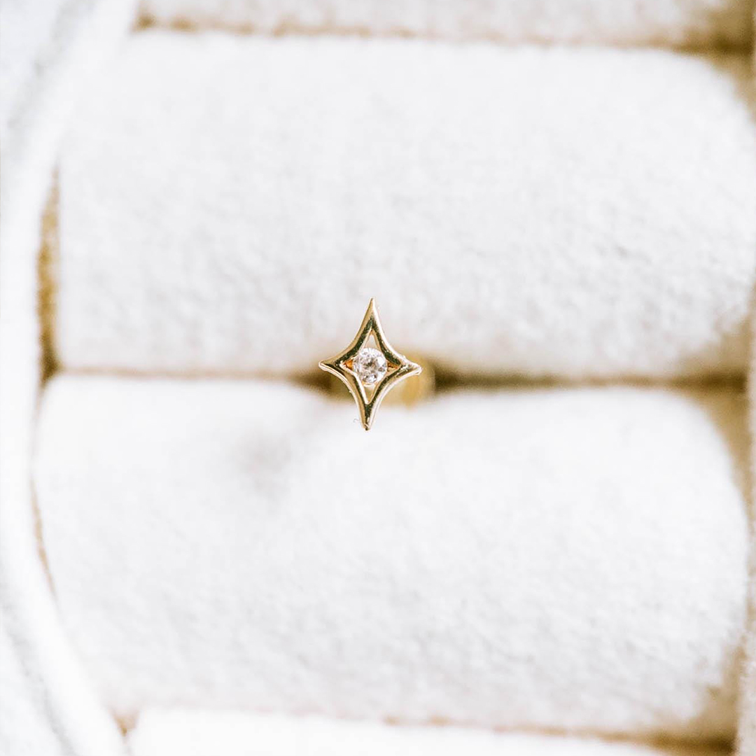 Gold Internally Threaded Star Flat Back Earrings