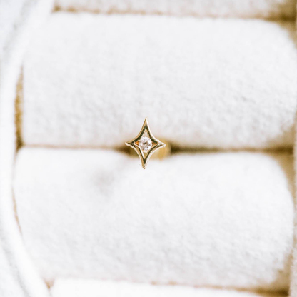 Gold Internally Threaded Star Flat Back Earrings