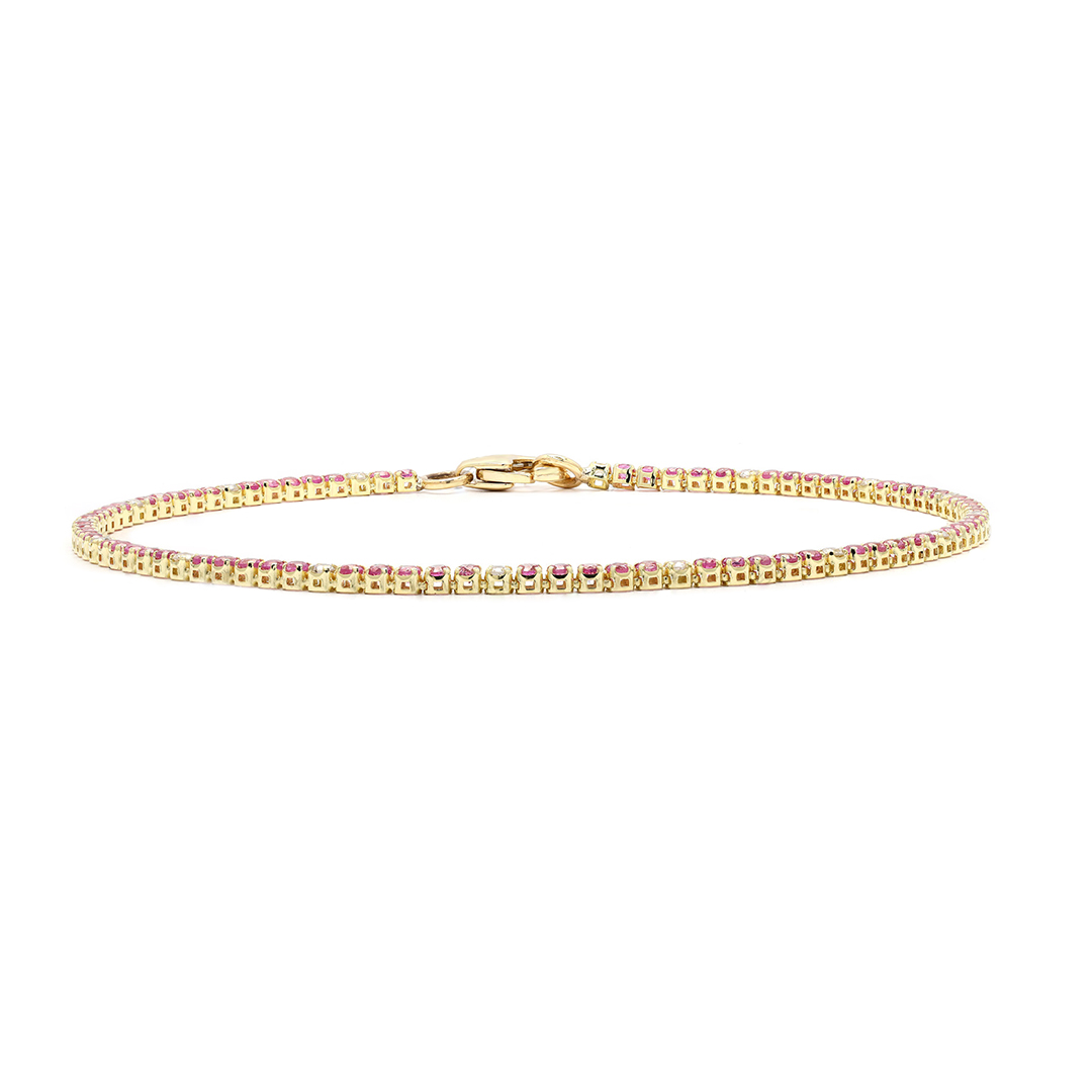 Breast Cancer Awarenes Pink Sapphire and Diamond Tennis Bracelet