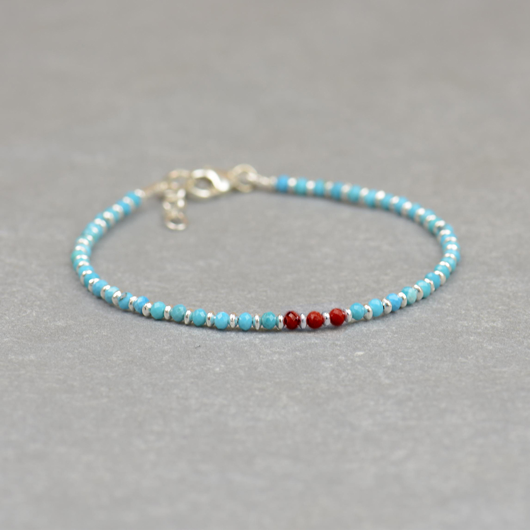 Diabetes Awareness Statement of Strength Tiny Turquoise Beads Bracelet
