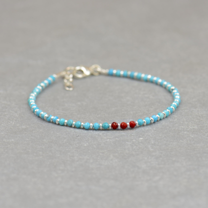 Diabetes Awareness Statement of Strength Tiny Turquoise Beads Bracelet