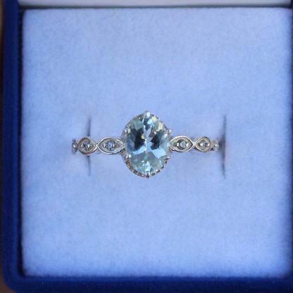 Aquamarine Diamond Promise Ring