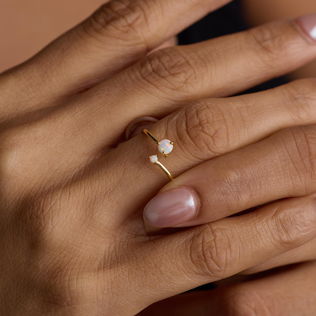 Self Love Minimalist White Opal Ring