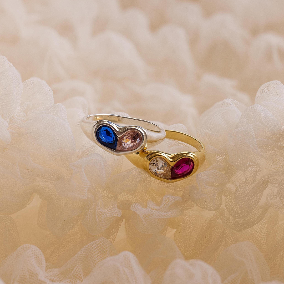 All That Matters Is Us Birthstone Heart Signet Ring