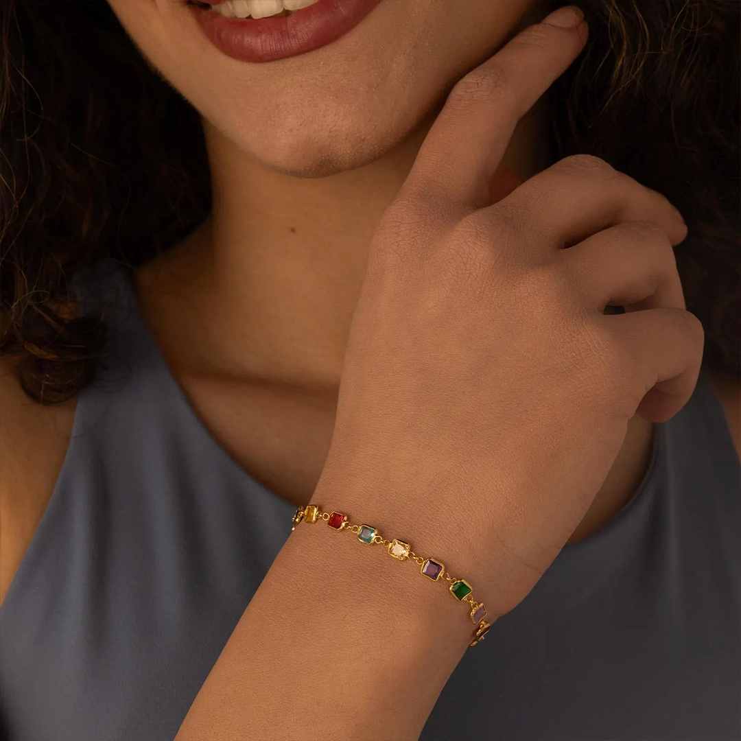 Personalized Colorful 1-12 Stones Bonds Bracelet