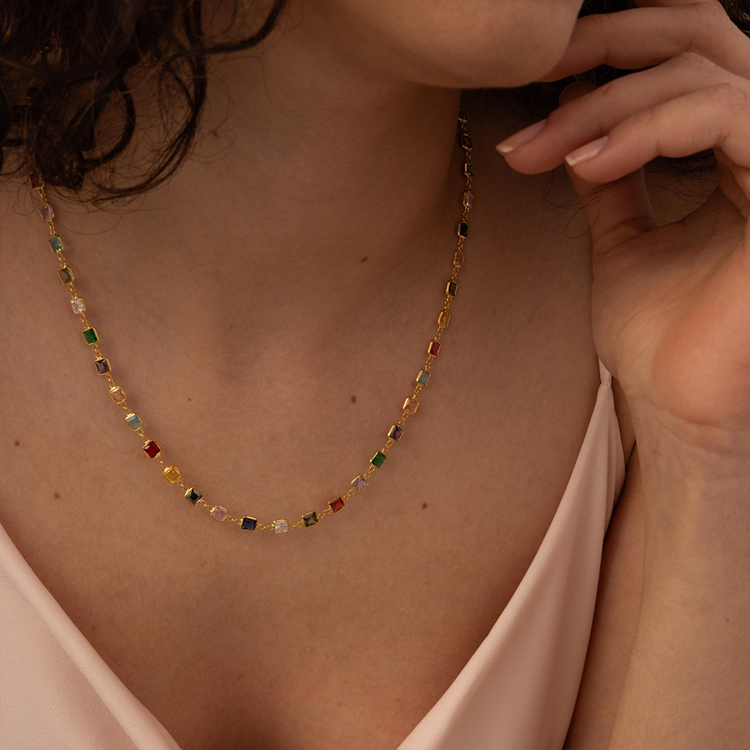Personalized Colorful 1-15 Stones Bonds Necklace