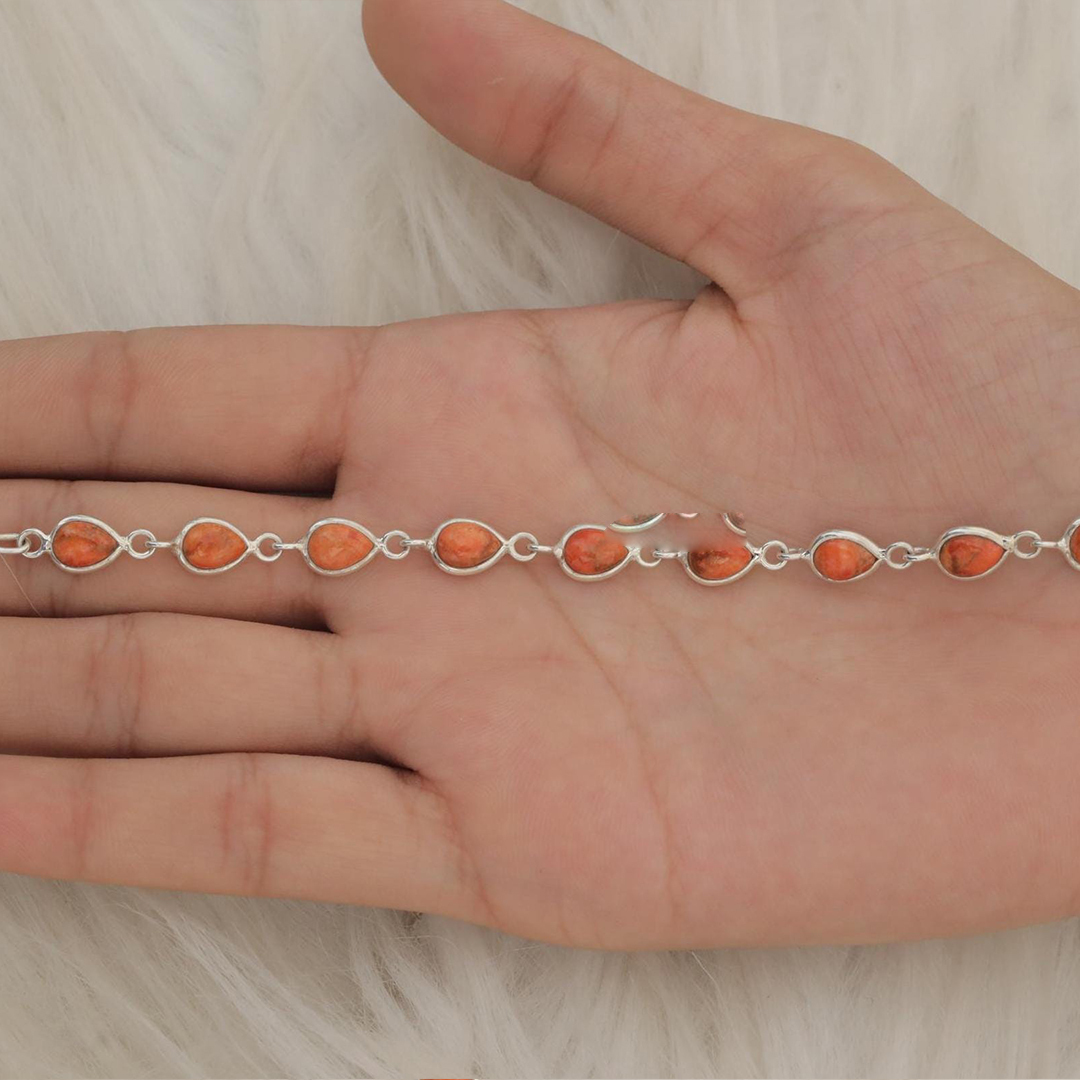 Multiple Sclerosis Awareness Orange Gemstone Bracelet