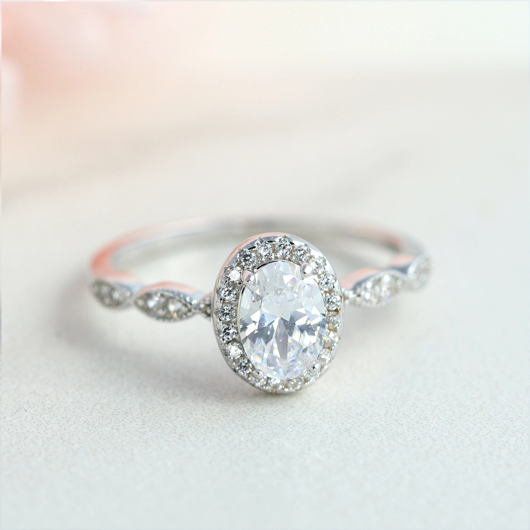 To Me With Love Oval Cut Halo Ring