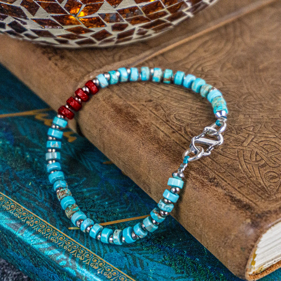 Diabetes Awareness Imperial Jasper Turquoise Waterproof Bracelet