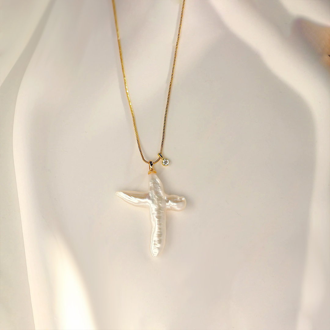 Choosing Me Freshwater Cross Pearl Necklace