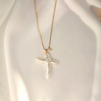 Choosing Me Freshwater Cross Pearl Necklace