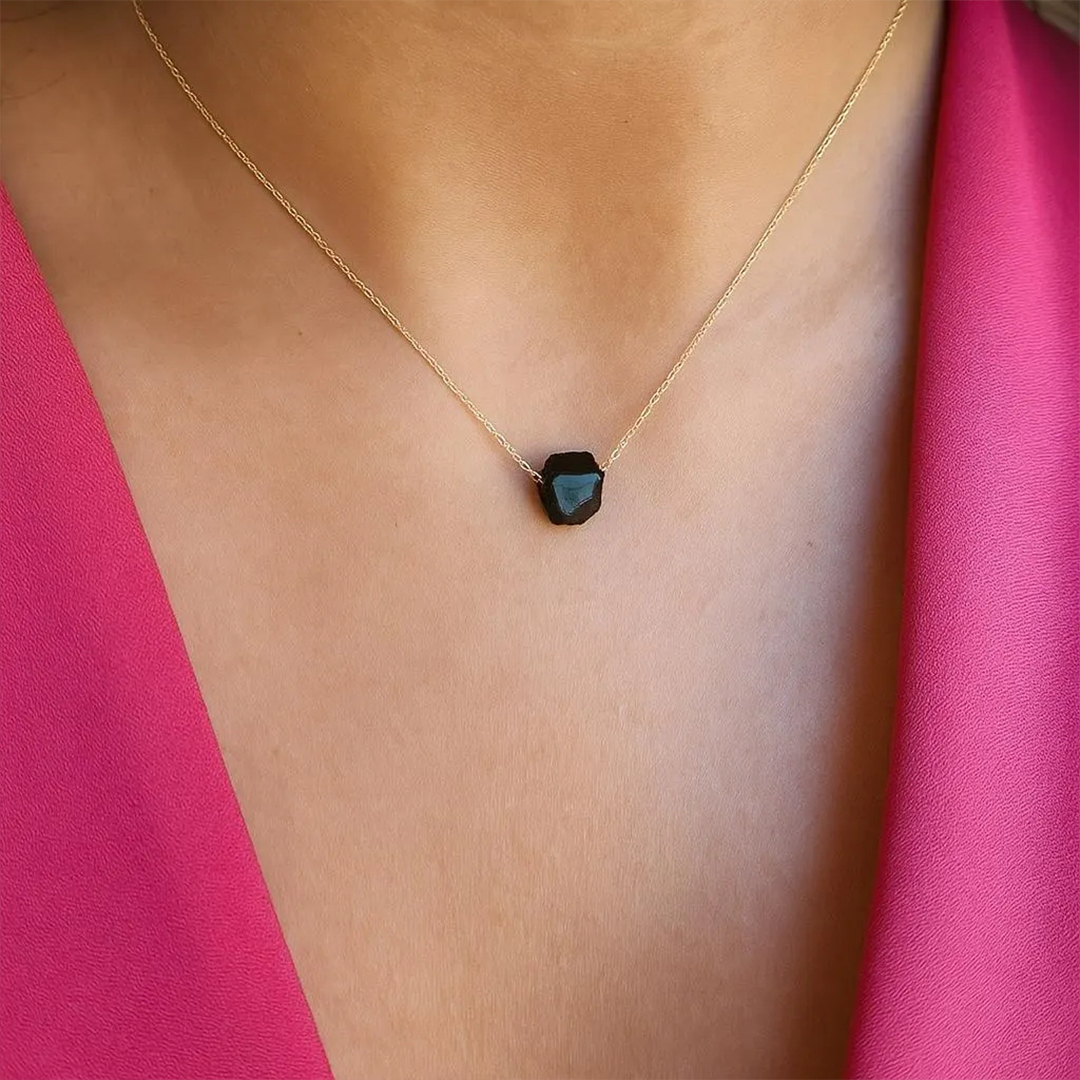 Protect My Peace Raw Black Tourmaline Necklace