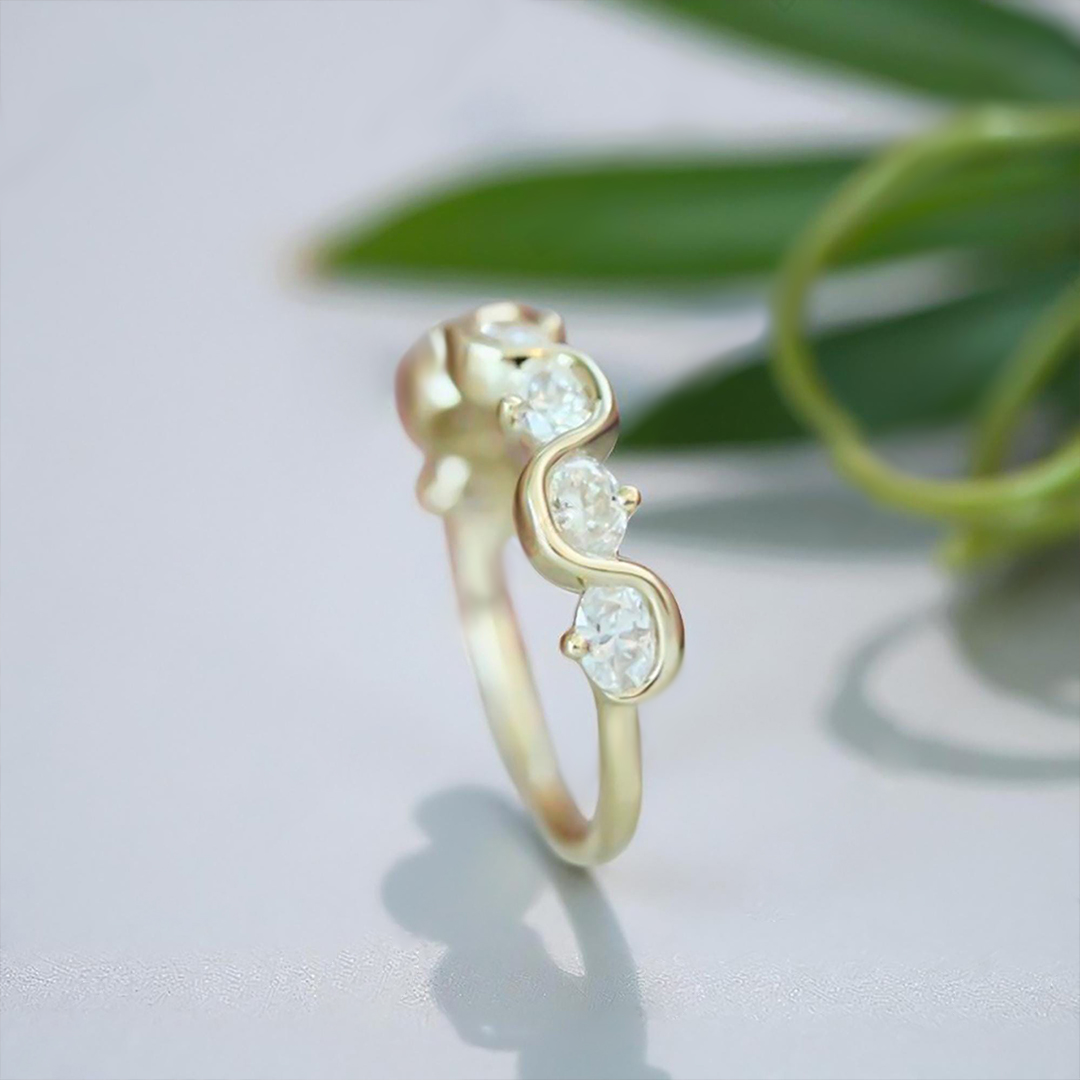 I'll Be With You Oval Cut Moissanite Wave Ring