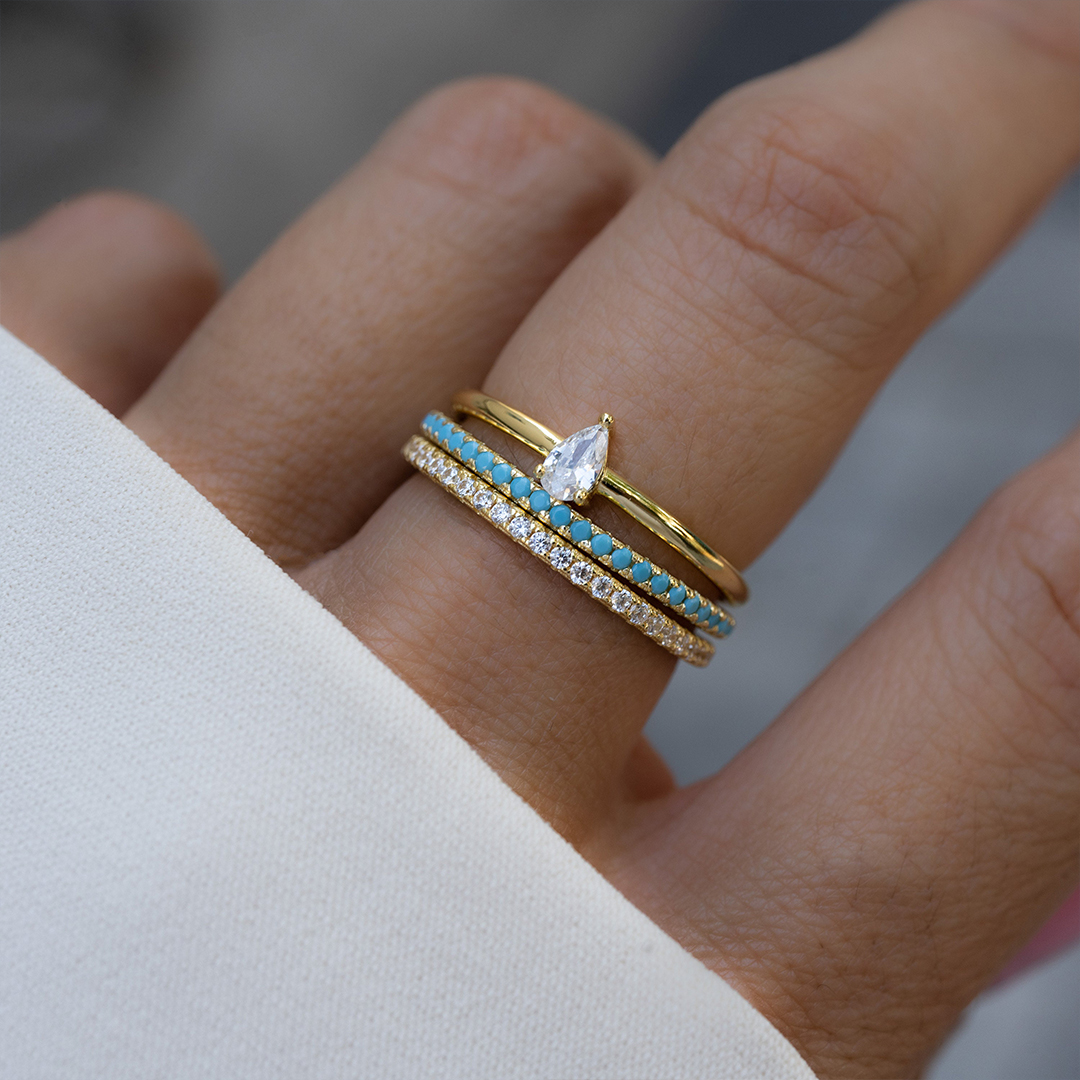 Ovarian Cancer Awareness Turquoise Eternity Ring