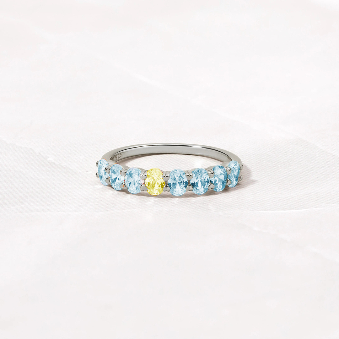 Down Syndrome Awareness Oval Diamonds Ring
