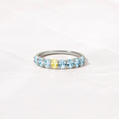 Down Syndrome Awareness Oval Diamonds Ring