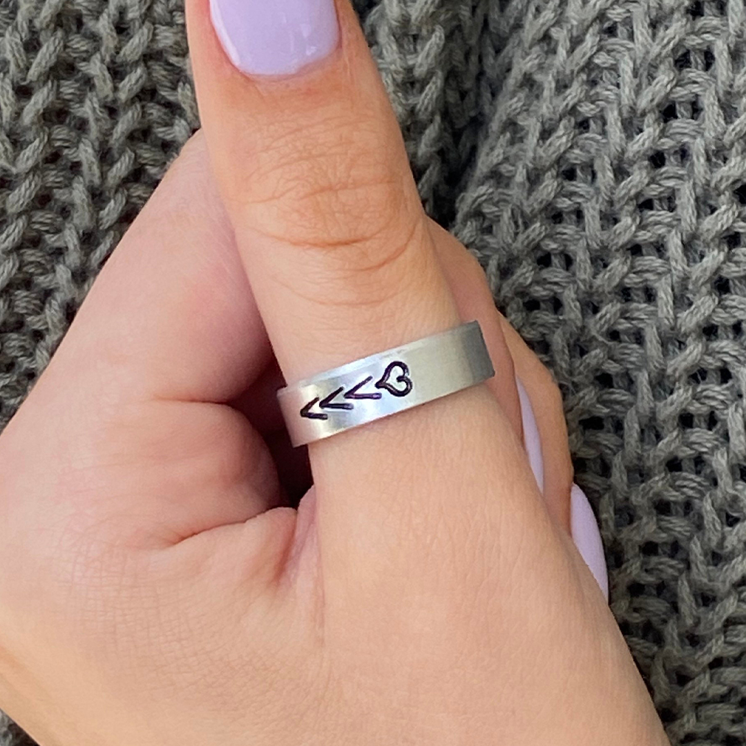 Down Syndrome Awareness Hand Stamped Heart Ring