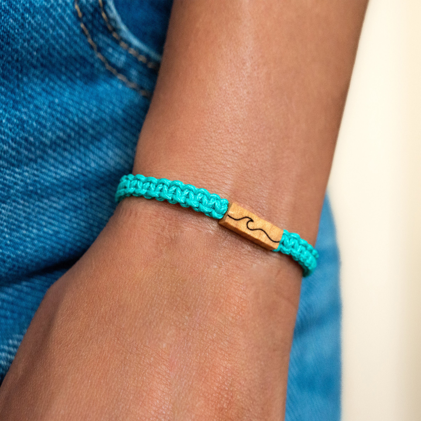 Ocean Wave Reclaimed Wood Adjustable Bracelet