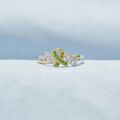 Kidney Disease Awareness Green Ribbon Ring