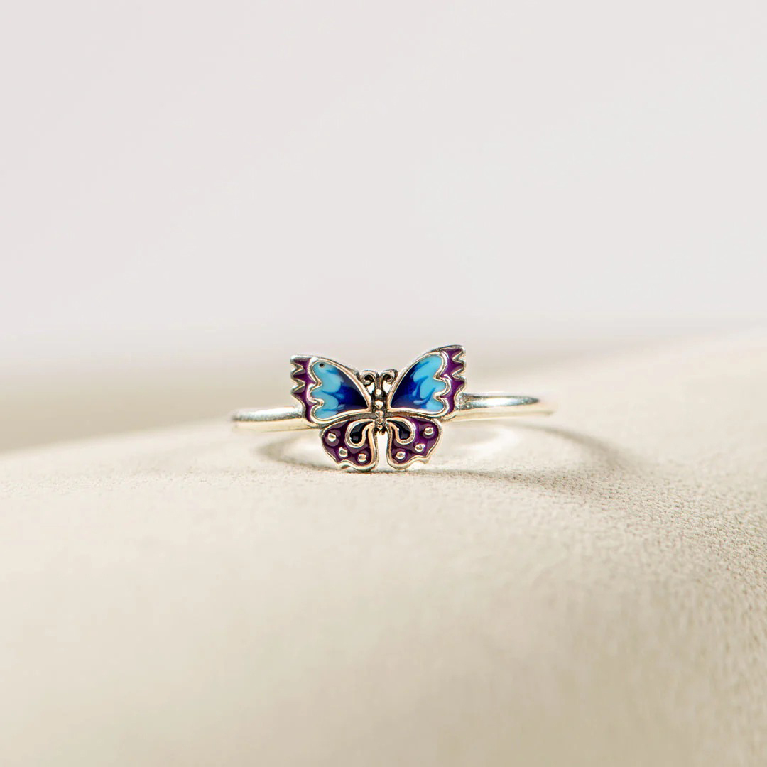 Stay Tomorrow Needs You Enamel Butterfly Ring