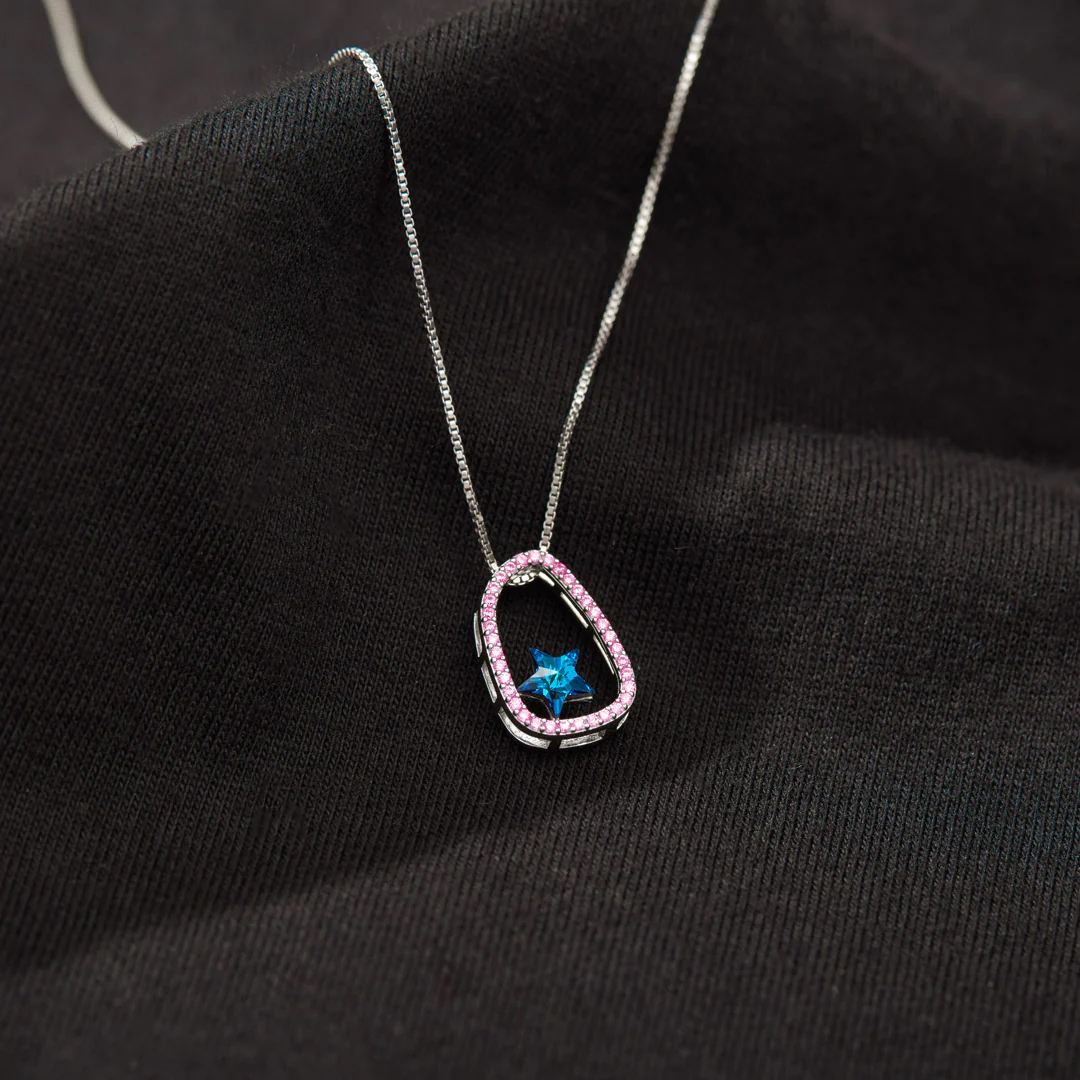 Wave of Light Blue Star Necklace