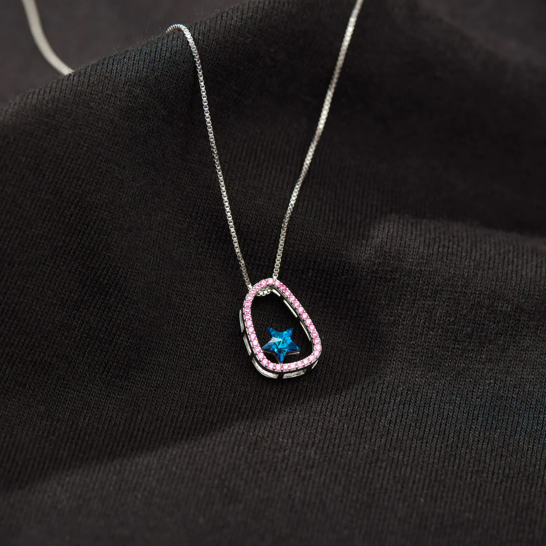 Wave of Light Blue Star Necklace