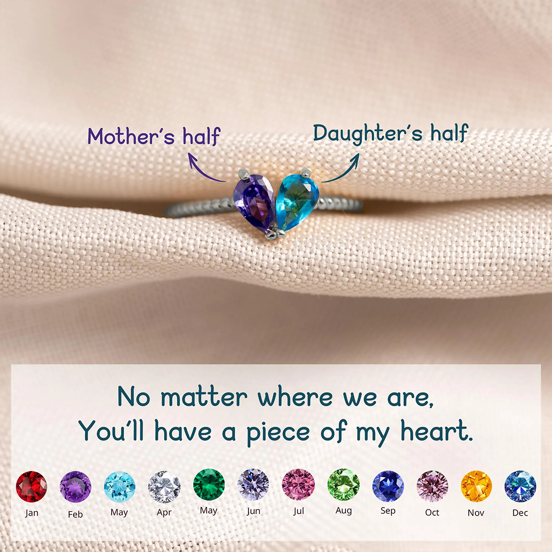 Always in Heart Personalized Daughter Birthstone Ring