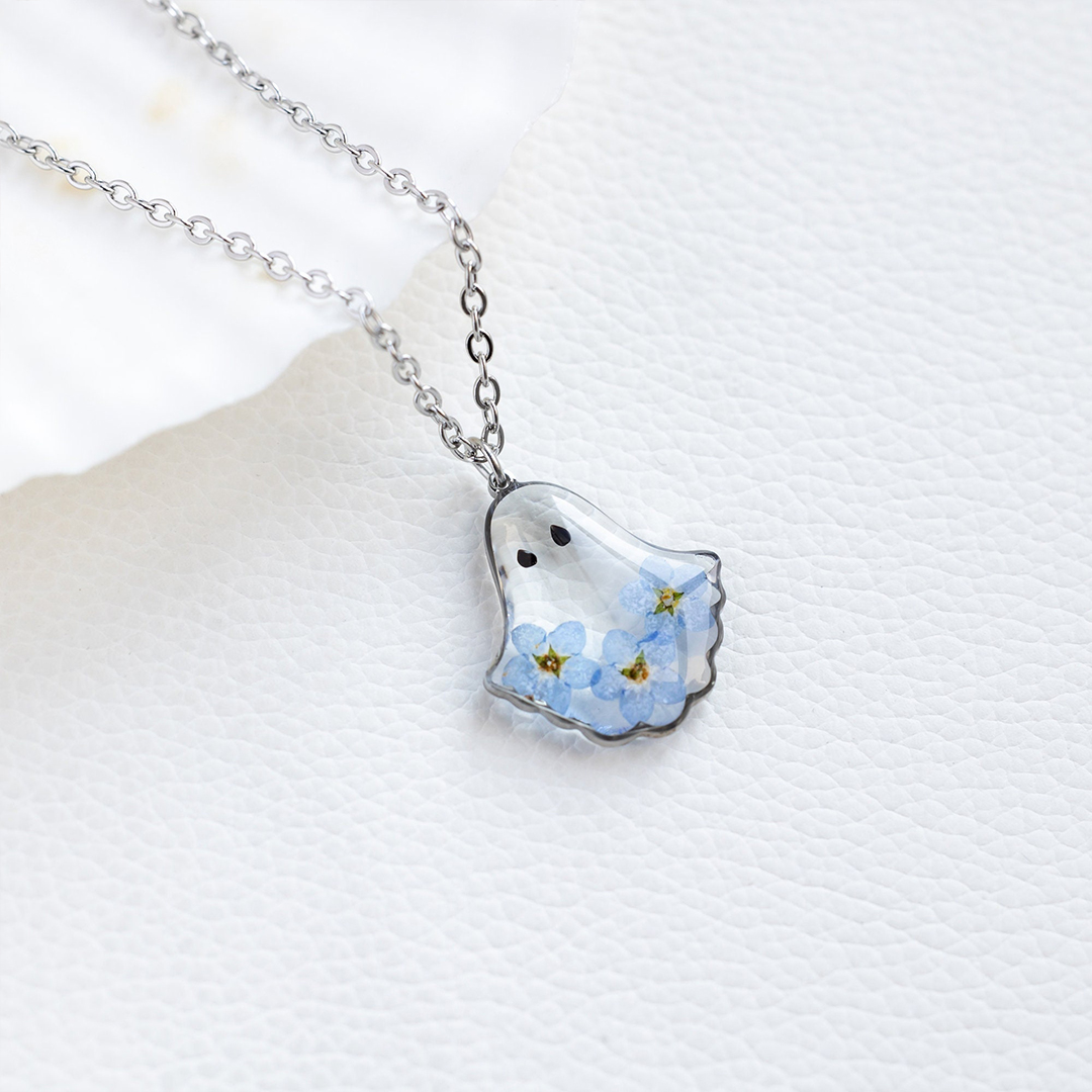 Forget Me Not Flower Ghost Necklace