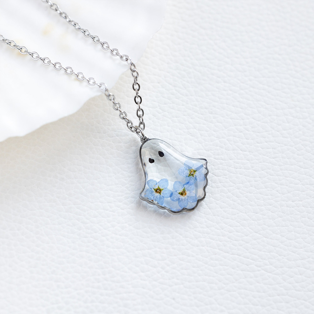 Forget Me Not Flower Ghost Necklace