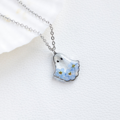 Forget Me Not Flower Ghost Necklace