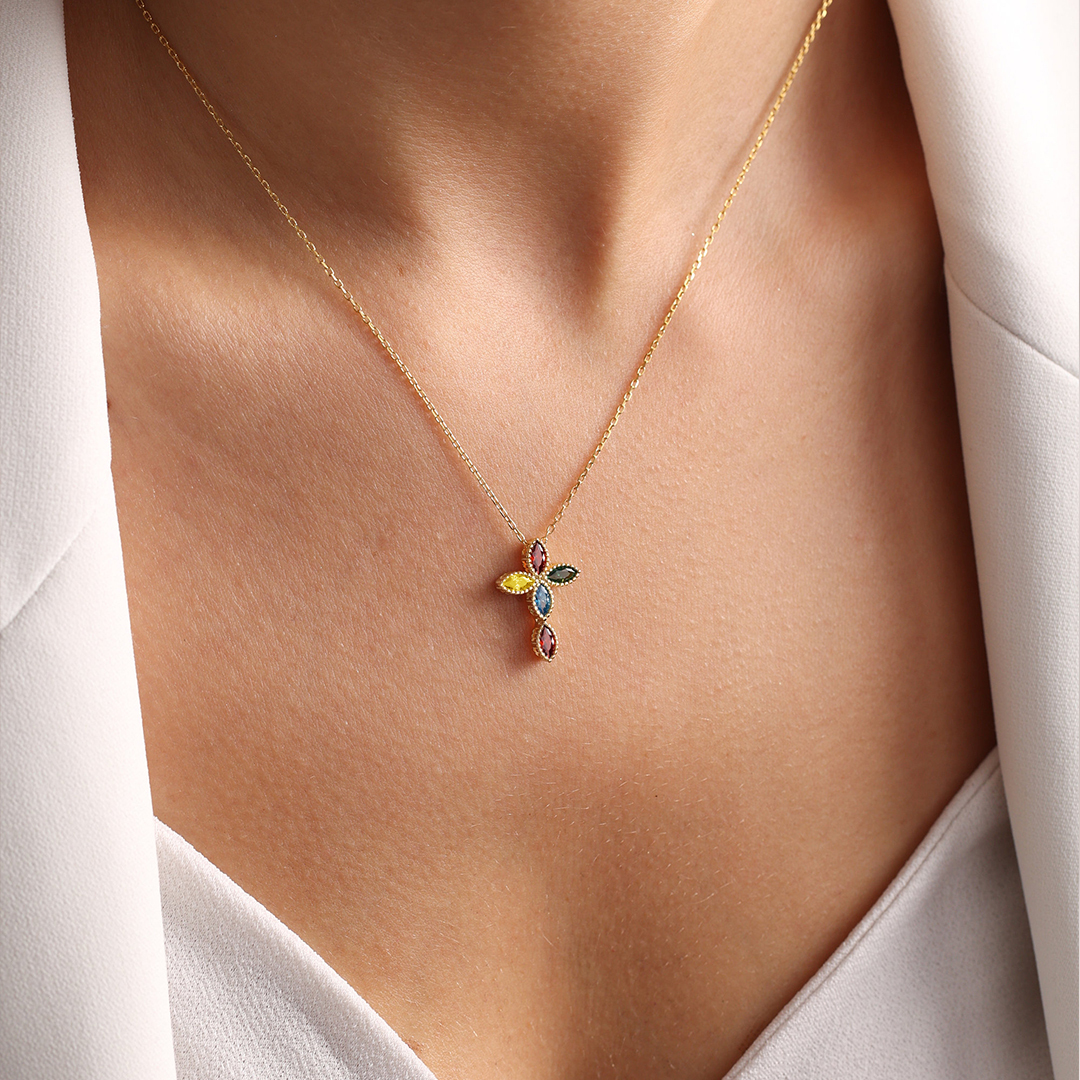 Star of Strength Autism Awareness Cross Necklace