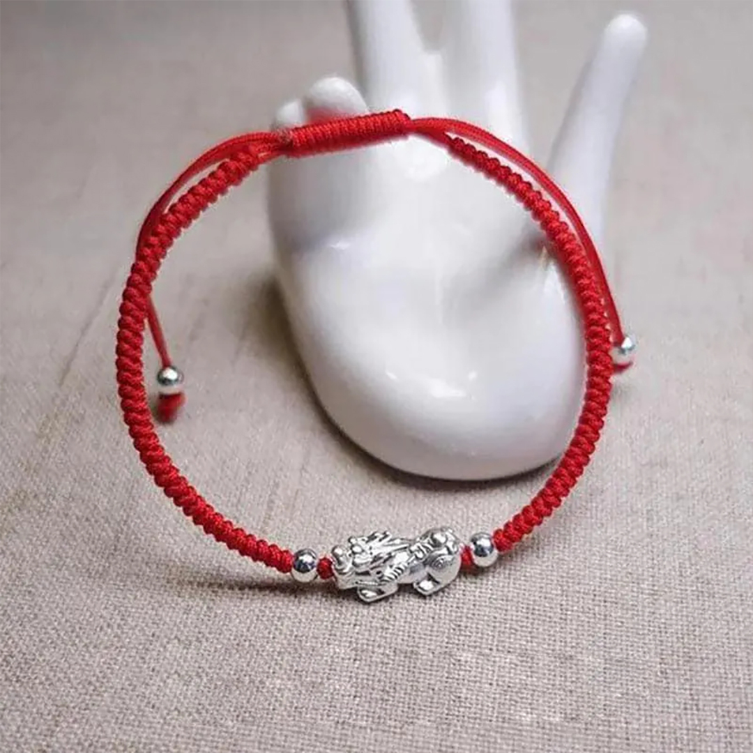 Red String Silver Pixiu Bracelet – Attract Windfall Luck