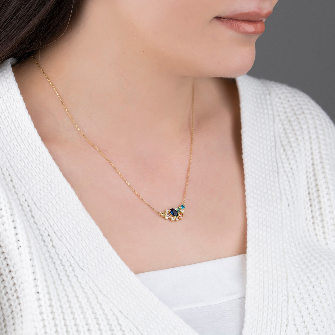 Christmas Gift Custom Multi-Cutting 1-6 Birthstones Necklace